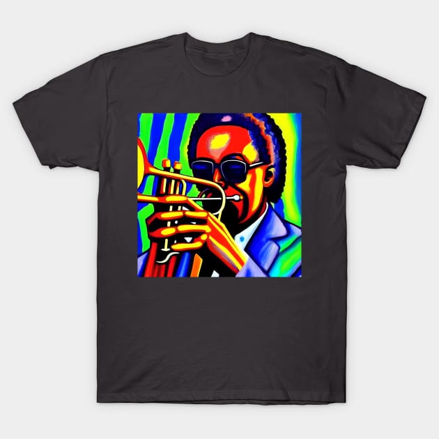 A Colorful Image Of A Jazz Trumpeter T-Shirt by Musical Art By Andrew